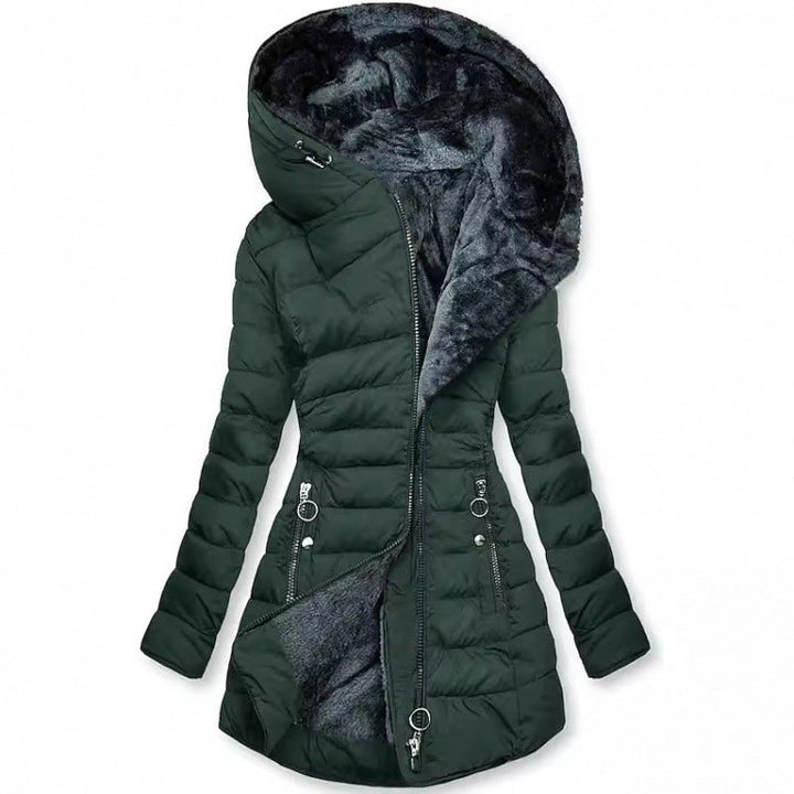 Madison | Women's Structured Mid-Length Hooded City Puffer Coat