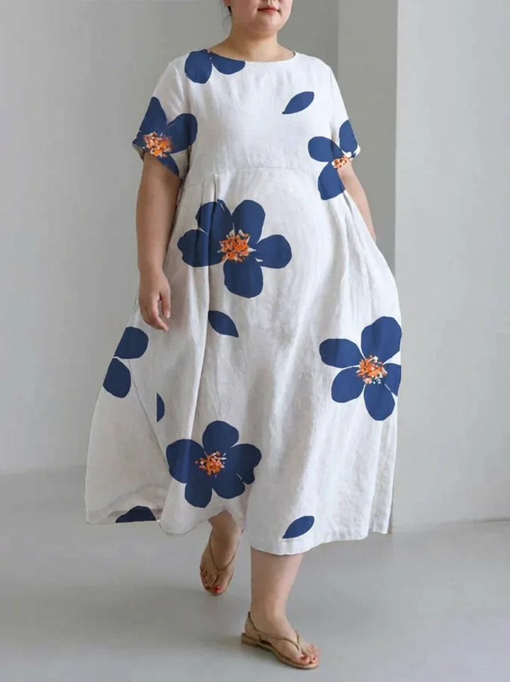 Faye | Casual Floral Skirt Dress with Round Neck for Spring and Summer