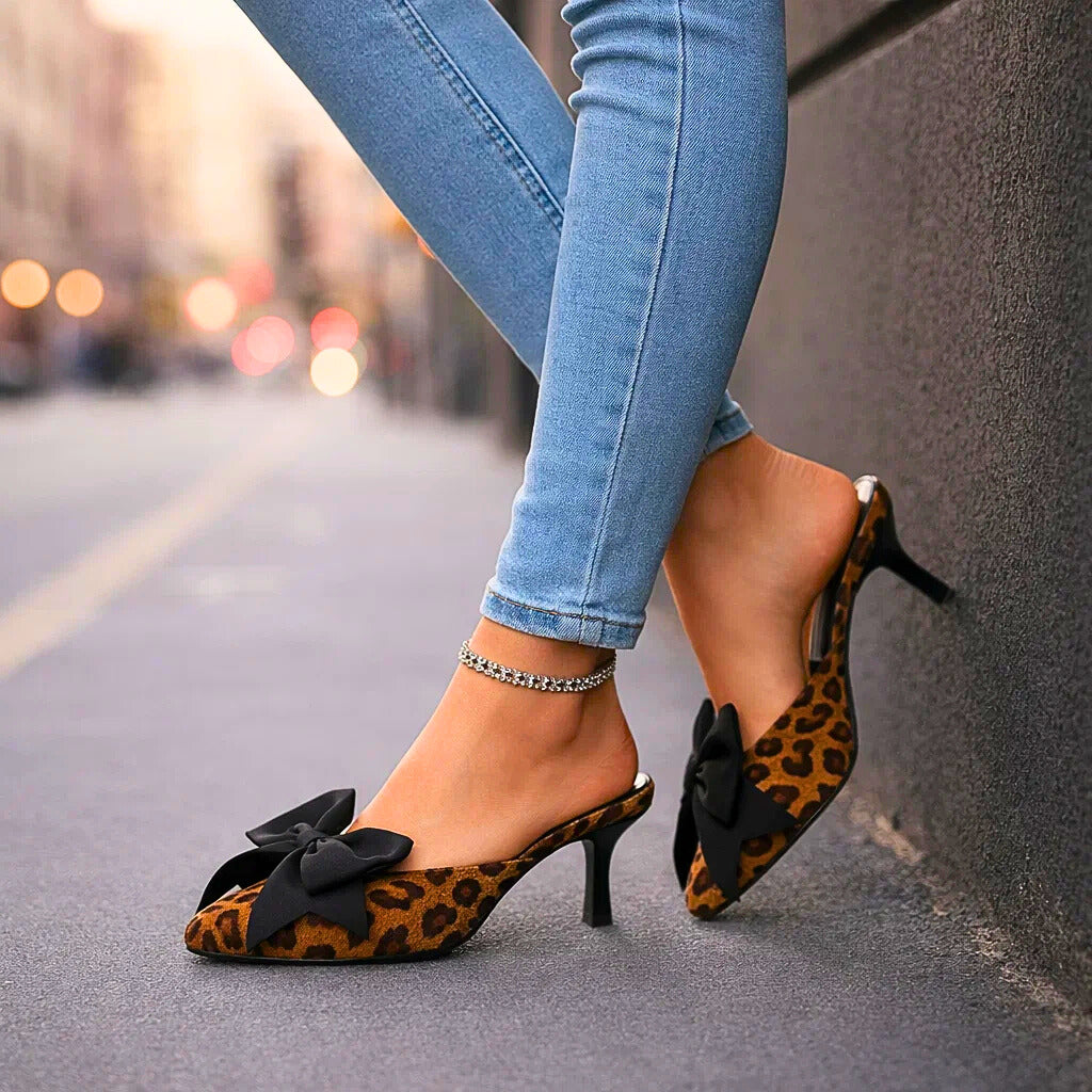 Leopard Print Bow Heels by Sienna
