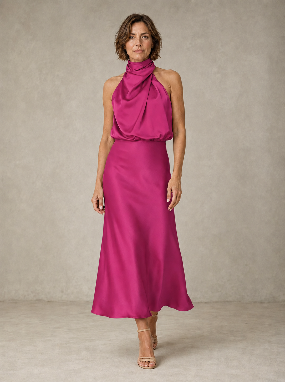 Harper | Satin Halter Evening Dress