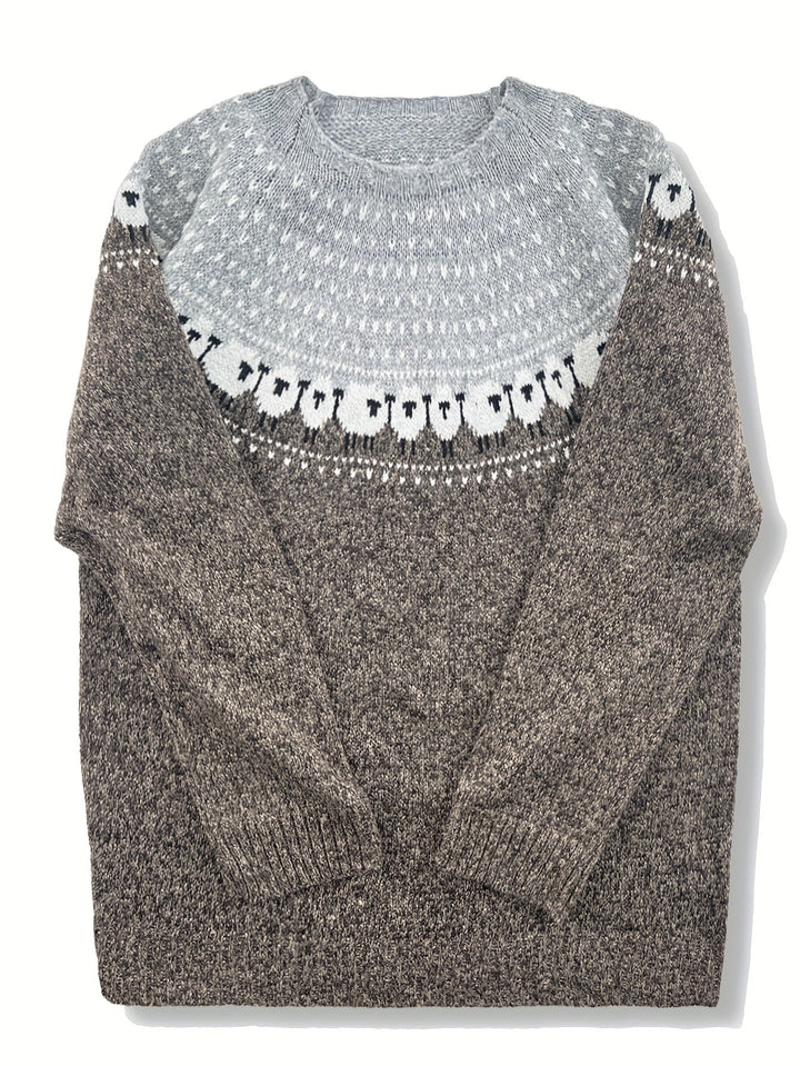 Rosamund | Women's Thick Knit Winter Sweater with Jacquard Design
