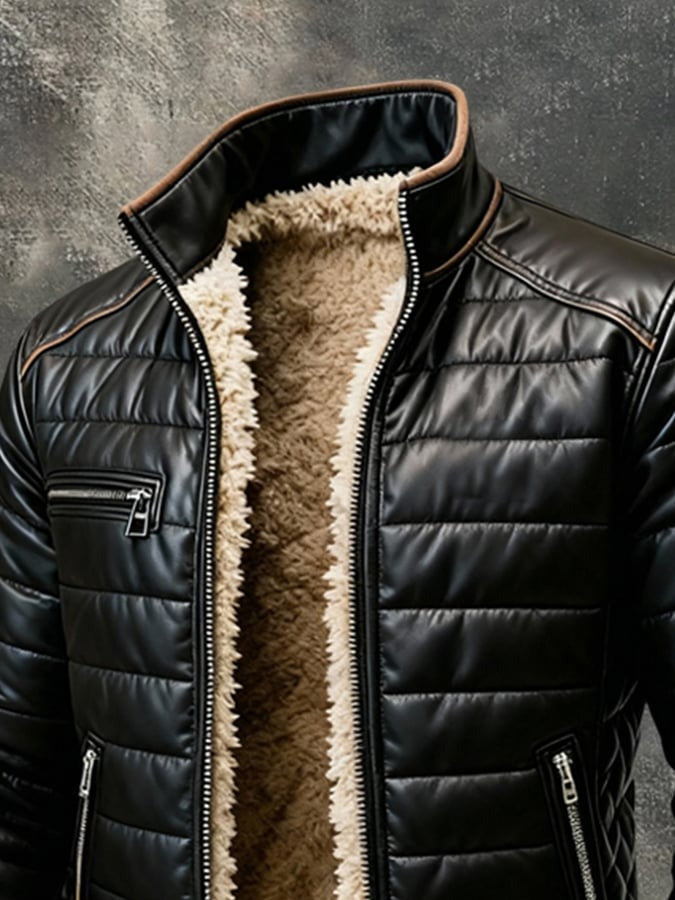 Jacket with High Collar and Refined Cut