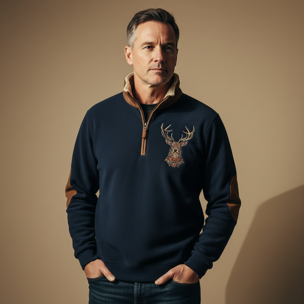 Darven | Men's Nordic Knit Pullover Featuring Deer Motif