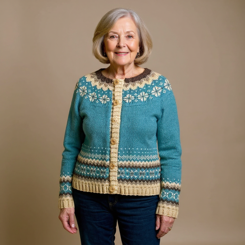 Allaira | Women's Icelandic-Inspired Knit Cardigan with Decorative Yoke