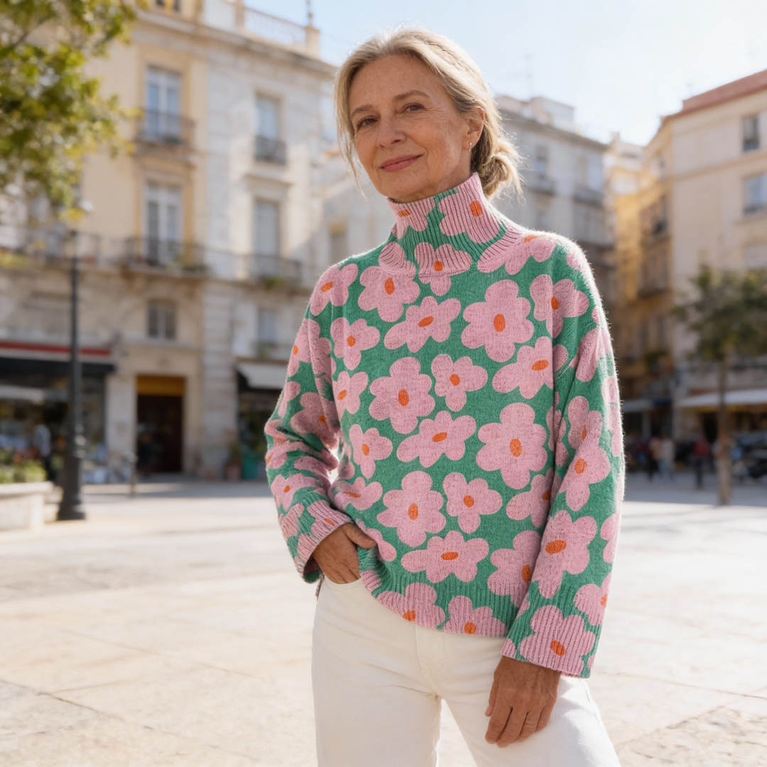 Claire | Women's Floral Knit Sweater in Breathable Warm Fabric