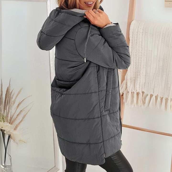 Evangeline | Women's Long Hooded Puffer Jacket with Quilted Design