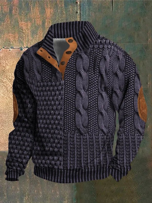 William | Chunky Vintage Knit Sweater for Men with Subtle Pattern