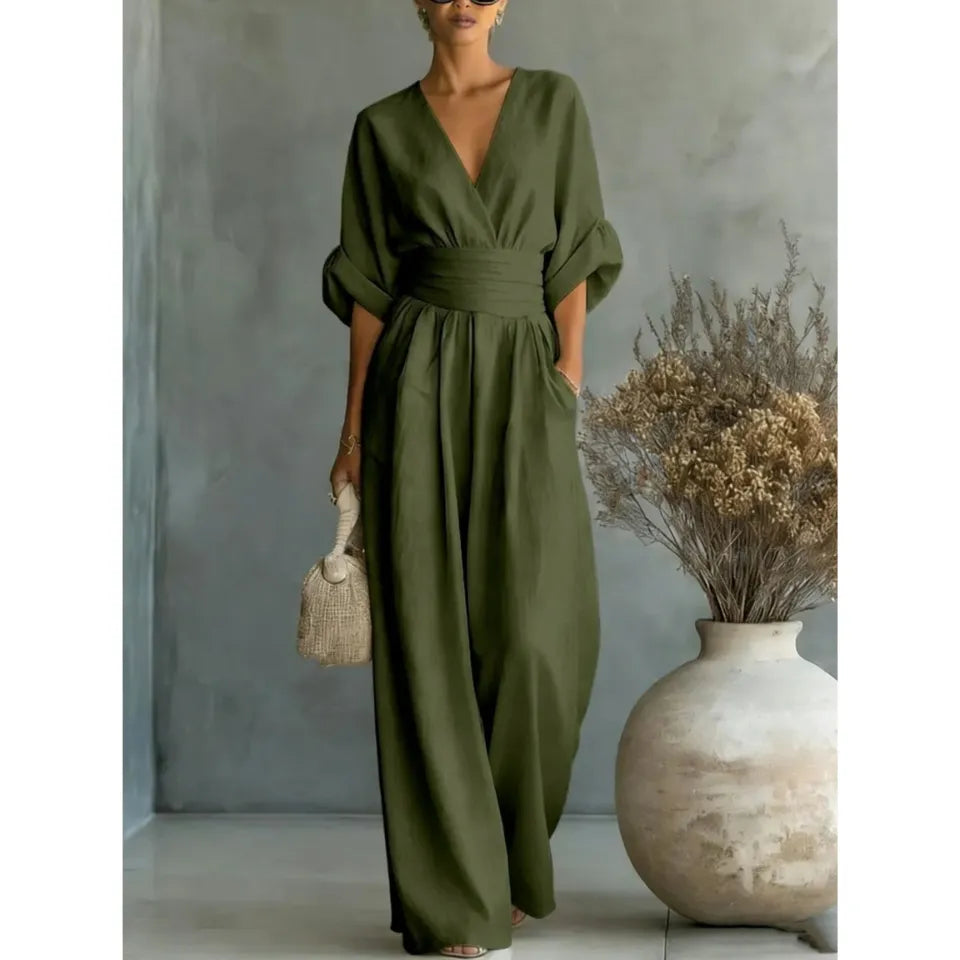 Elowen | Chic Draped Wide-Leg Jumpsuit