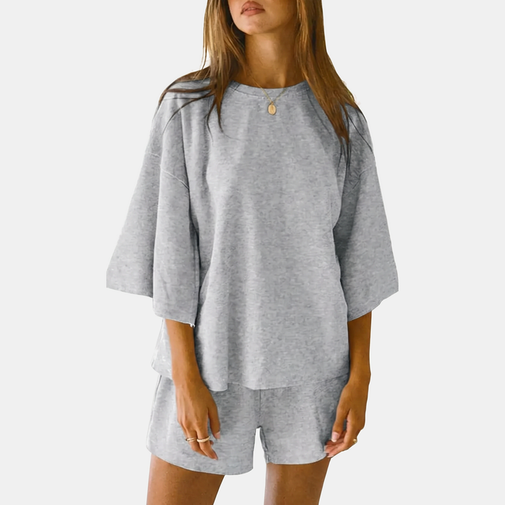 Women's Three-Quarter Sleeve Top and Shorts Lounge Set