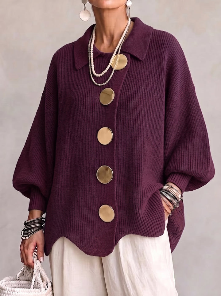 Harper statement button cardigan in wine
