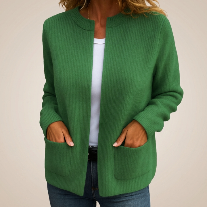 Maeve | Women's Full-Zip Brushed Knit Cardigan with Round Neck
