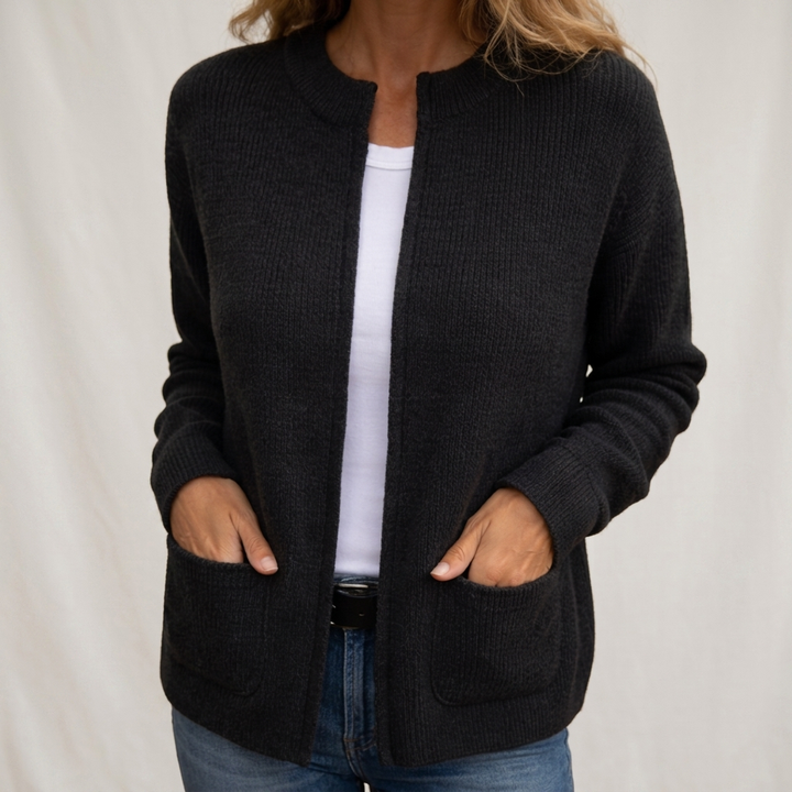 Maeve | Women's Full-Zip Brushed Knit Cardigan with Round Neck