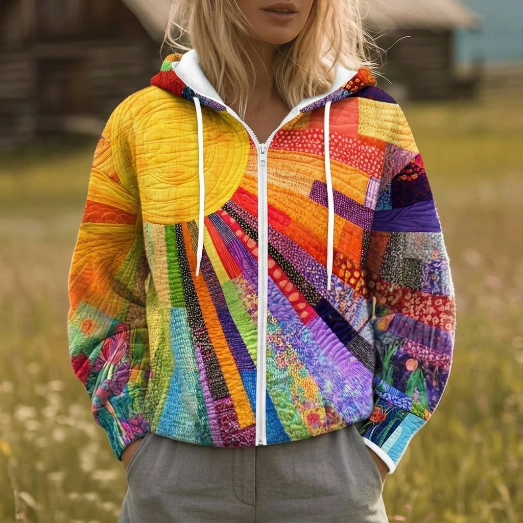 RHEALYN | Open-Front Jacket with Sunburst Print