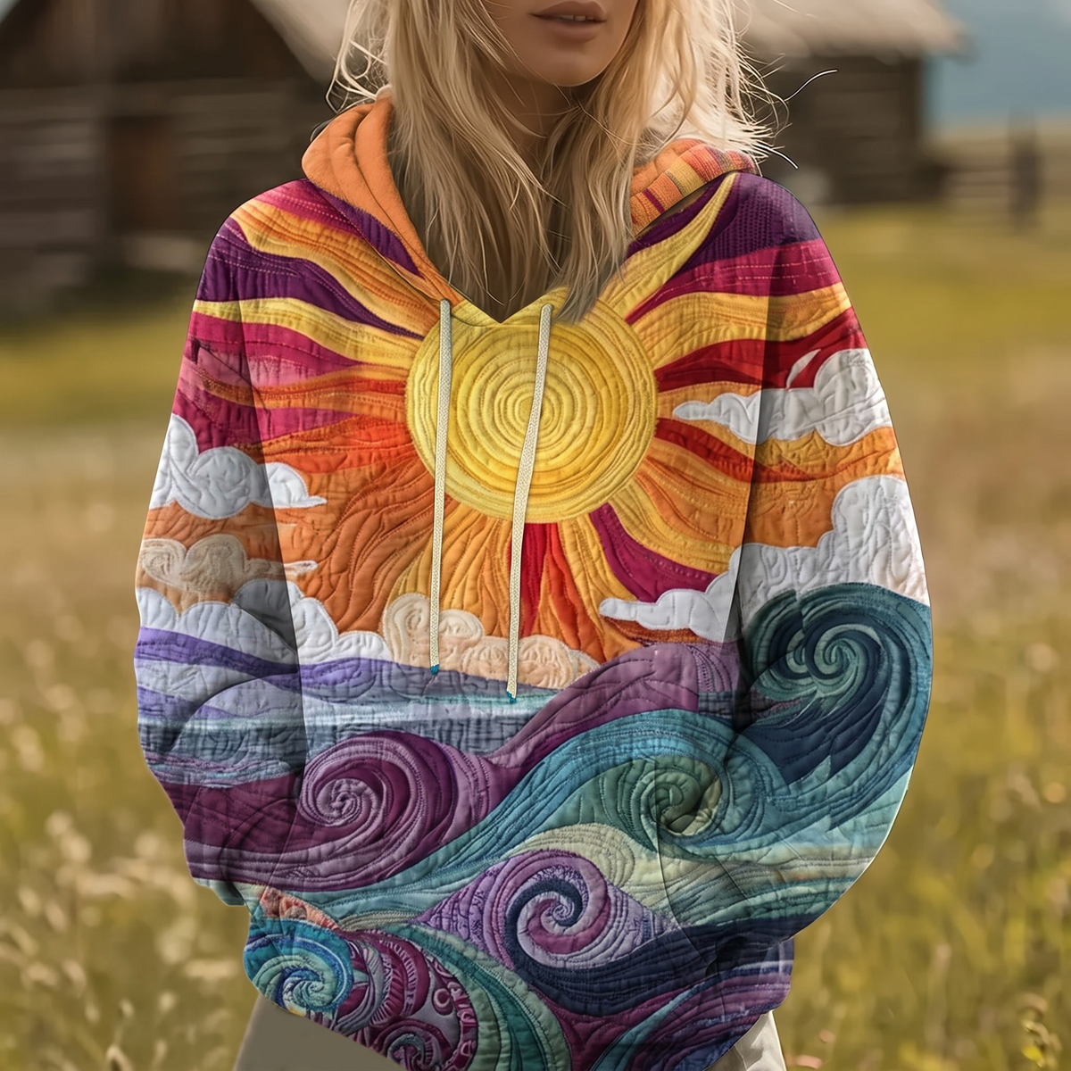 AURALEI | Y2K Sunburst Print Hoodie