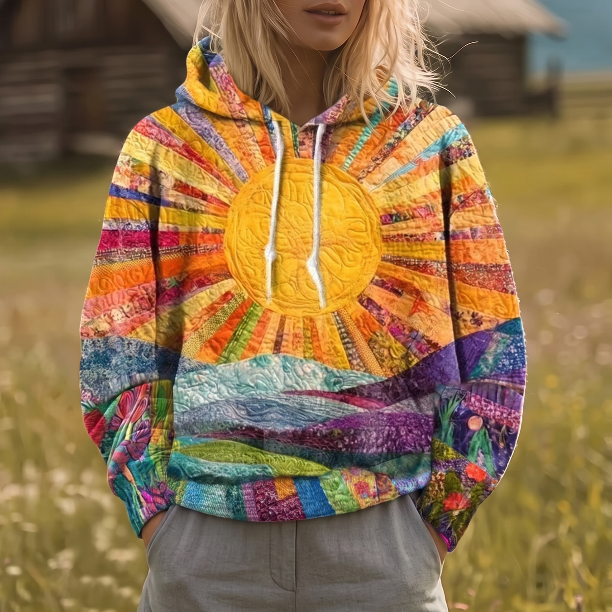 RYLETH | Y2K Sunburst Print Hoodie