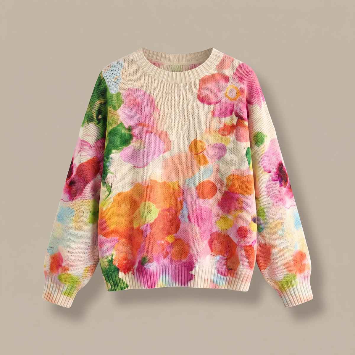 FERRONA | Colorful Tie-Dye Floral Knit Sweater