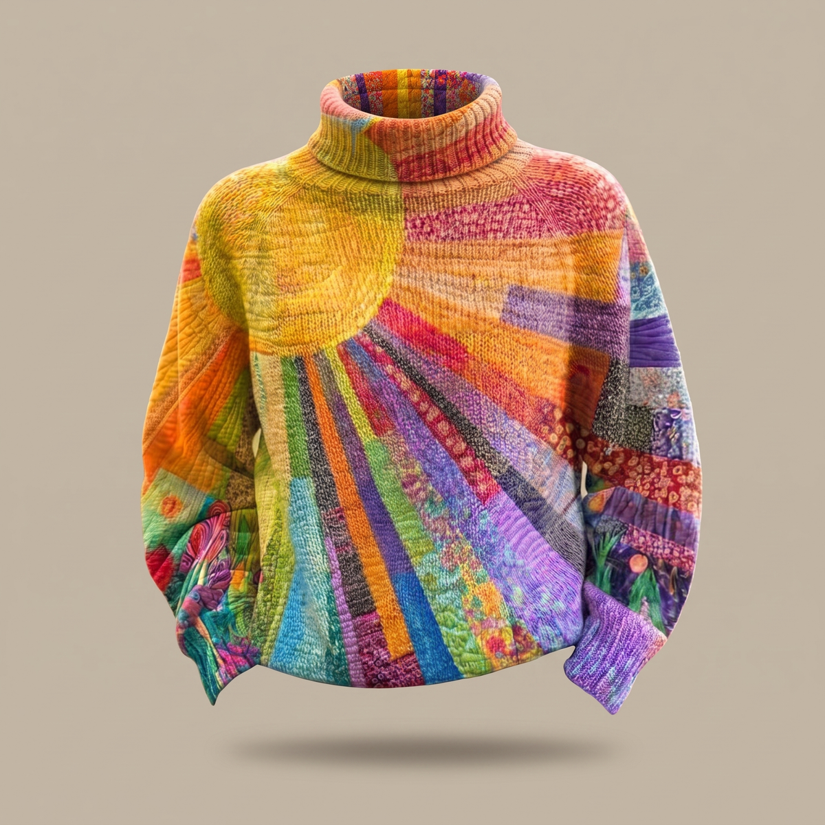 ROSALIND | VINTAGE SUNBURST PATTERN TURTLENECK