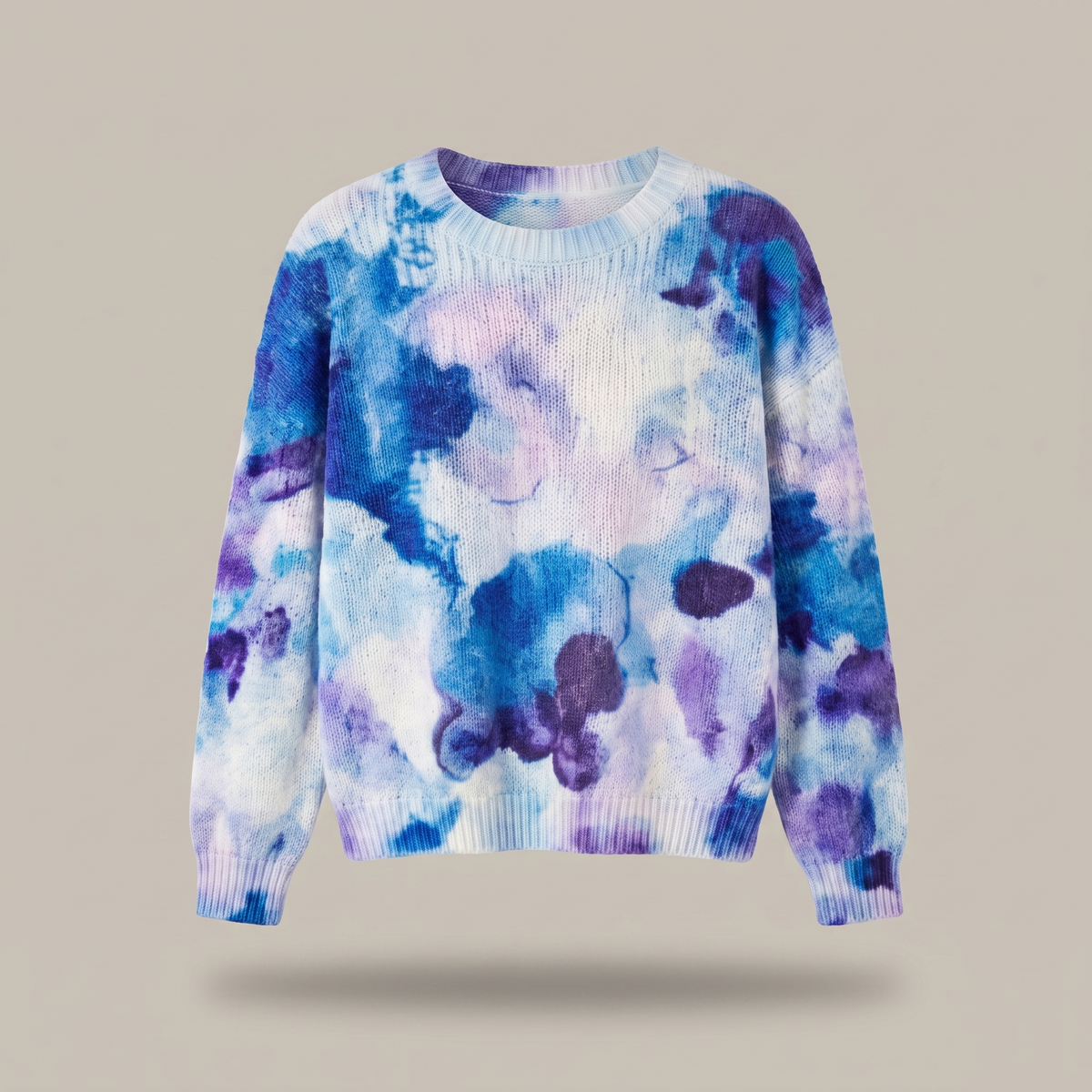 CERULYN | Floral Knit Sweater in Blue Tie-Dye
