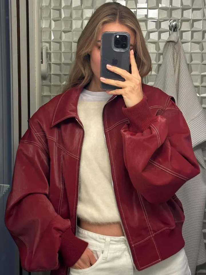 Naliyah | Women's Oversized Windbreaker Jacket with Contrast Stitching