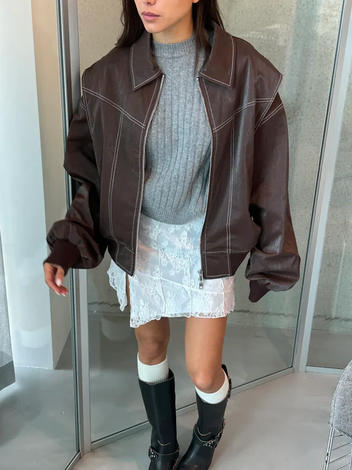 Naliyah | Women's Oversized Windbreaker Jacket with Contrast Stitching