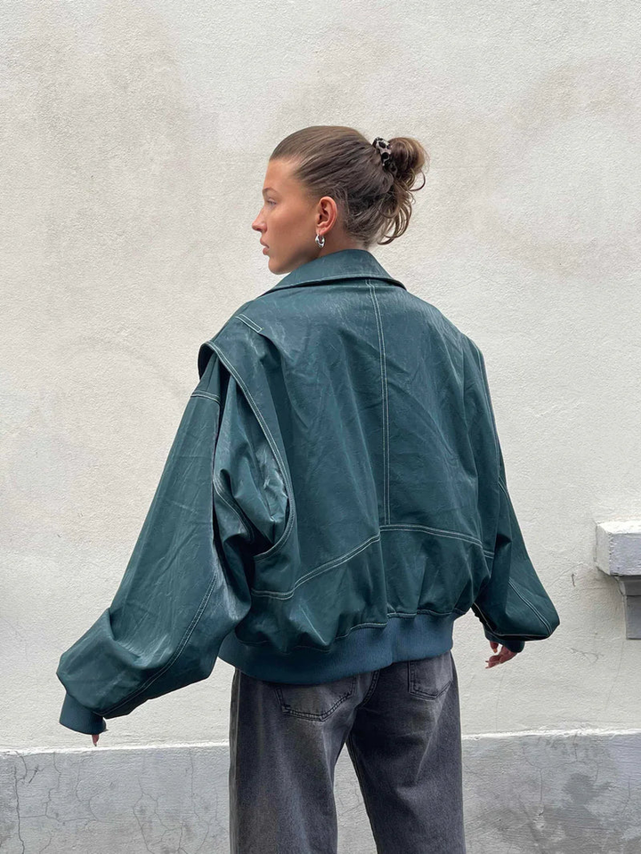 Naliyah | Women's Oversized Windbreaker Jacket with Contrast Stitching