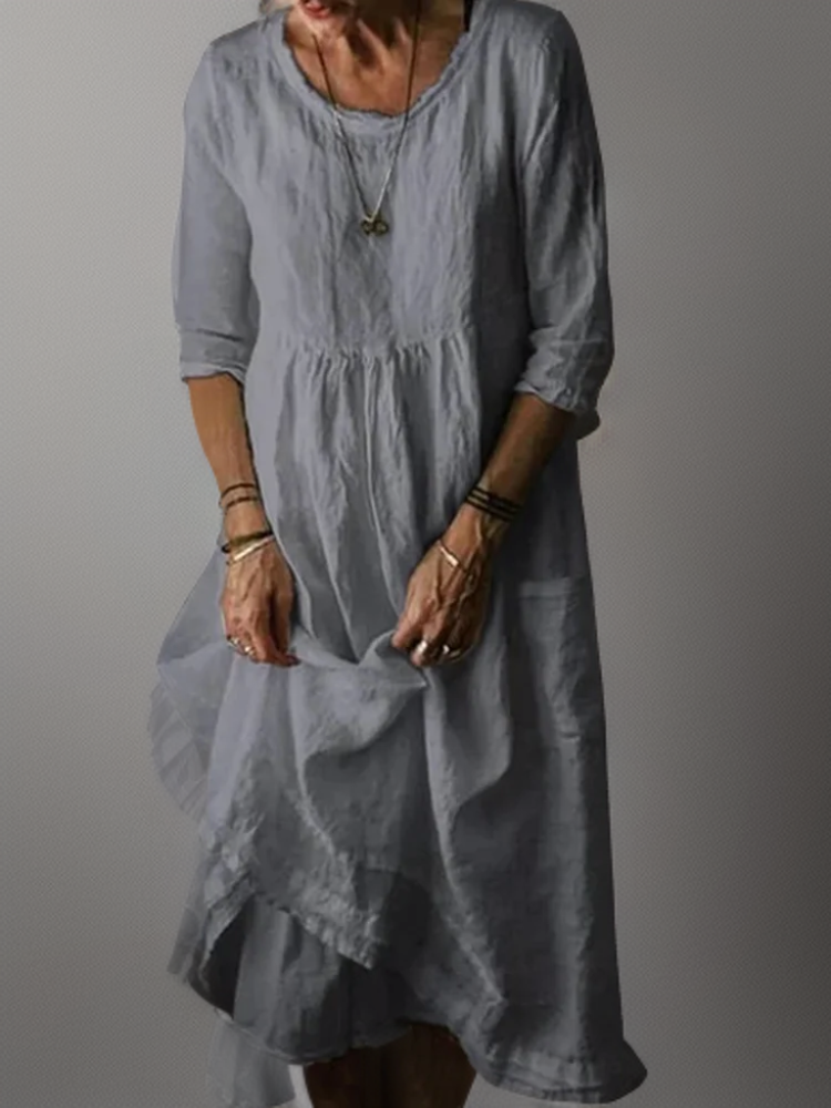 Katie - Midi Dress in Summer Pleated Cotton Linen