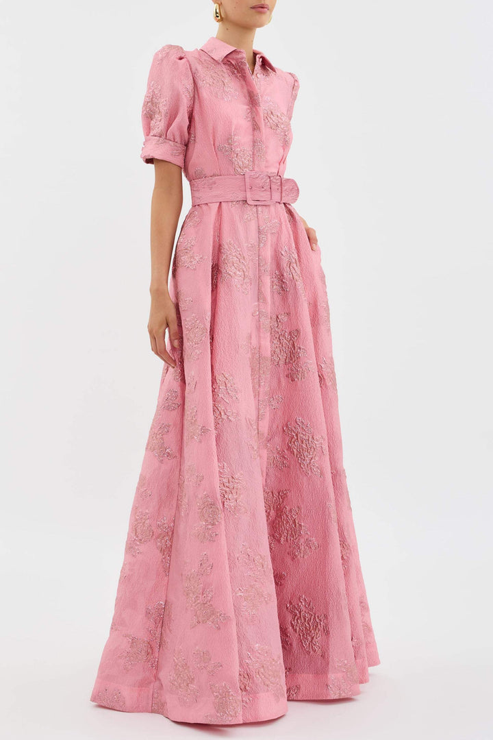 Aven - Vintage Pink High-Waisted Lapel Dress