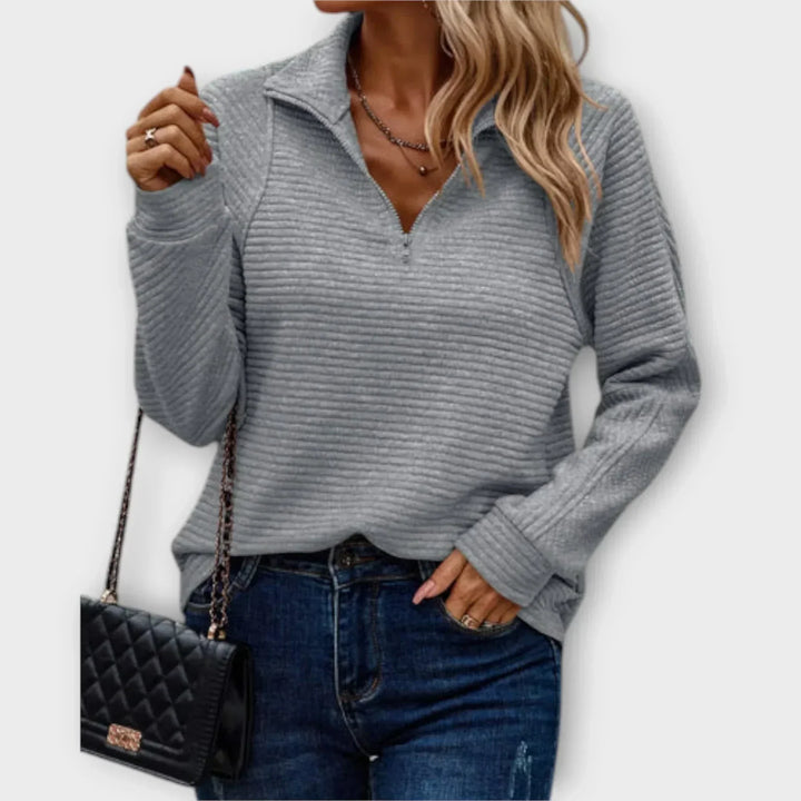 Coraline | Women's V-Neck Collar Half-Zip Pullover