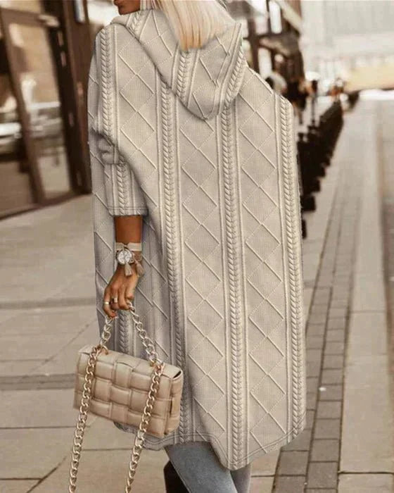 Jelone | Women's Long Hooded Cardigan with Open Front