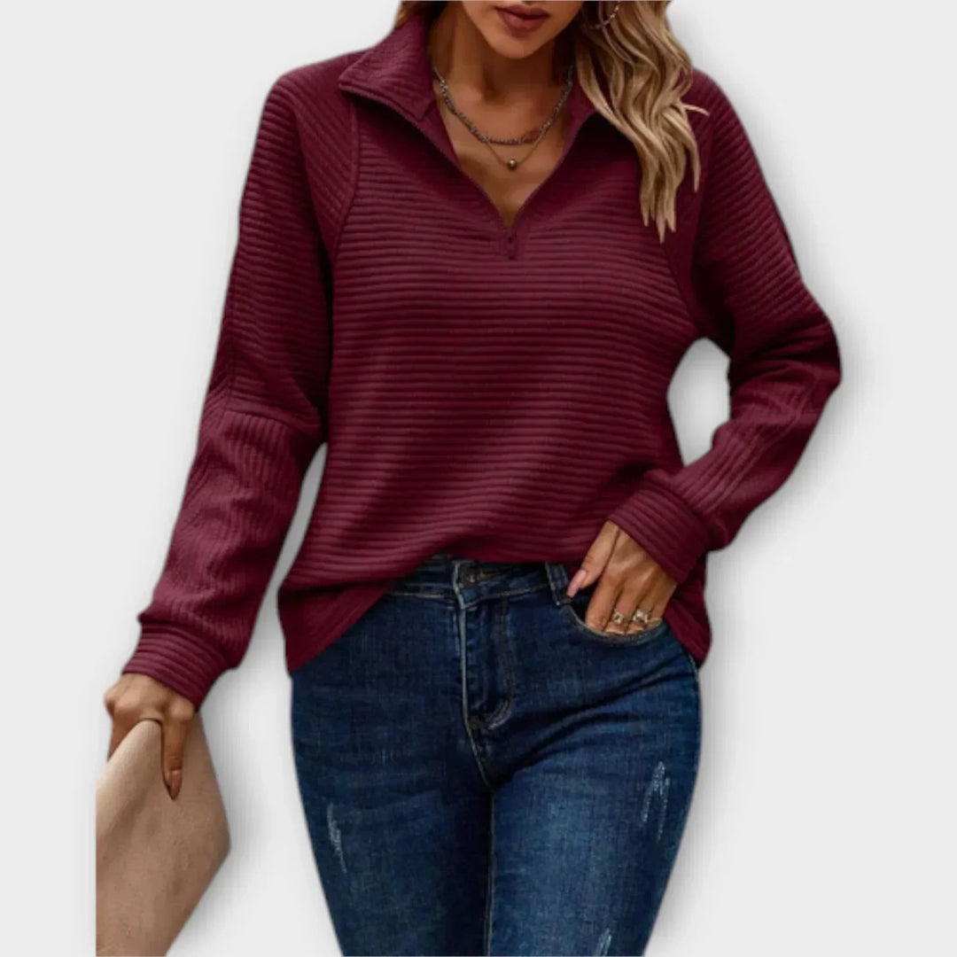Coraline | Women's V-Neck Collar Half-Zip Pullover