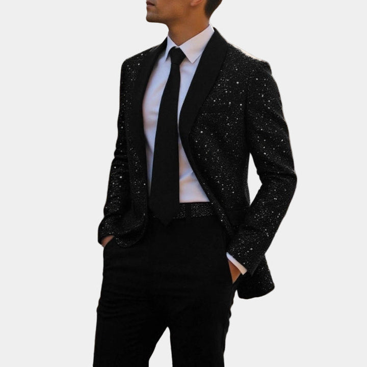 Lennart | Glitter Blazer with Satin Shawl Collar