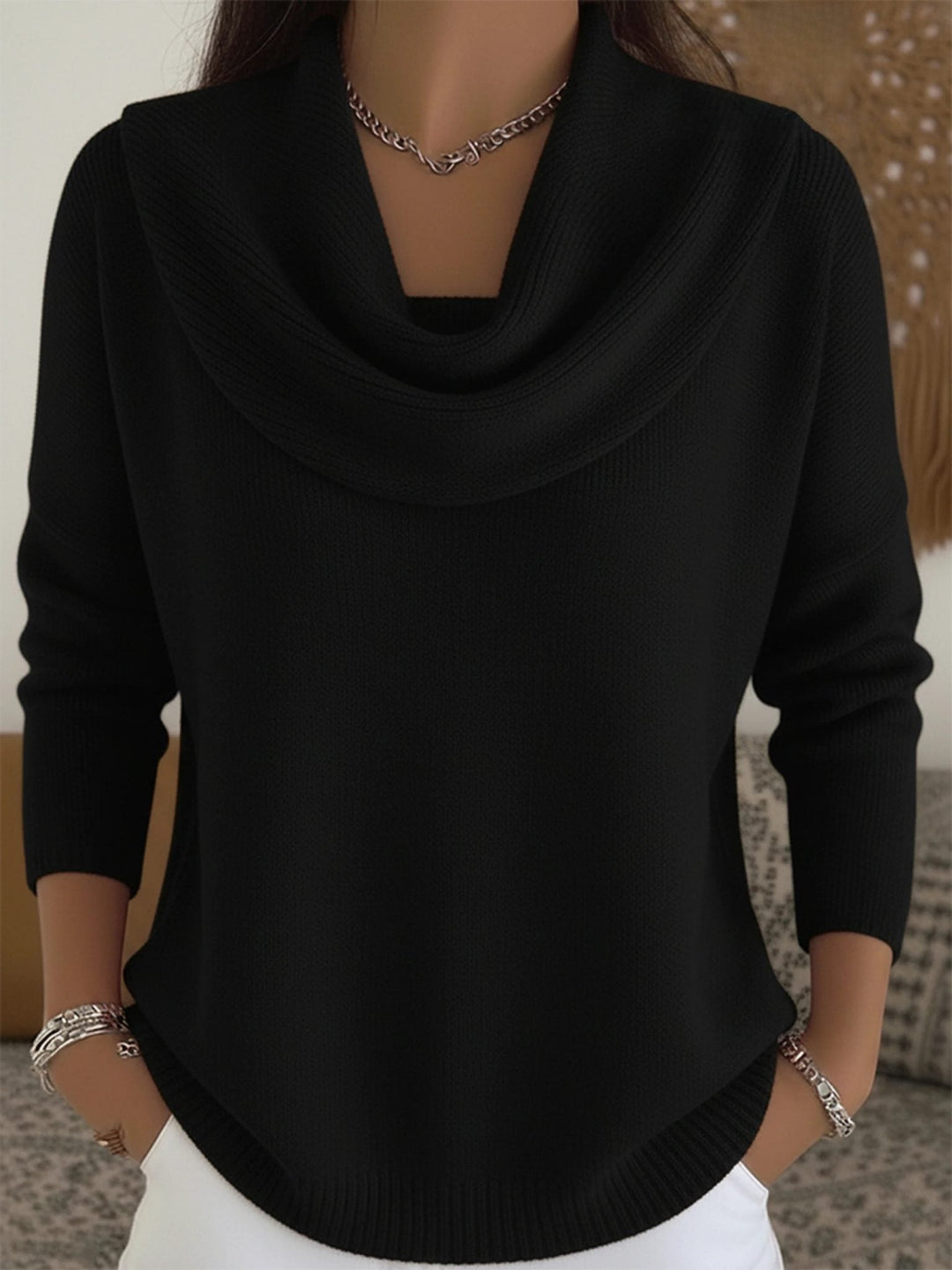 Perdita | Women's Long Sleeve Knit Jumper with Cowl Neck