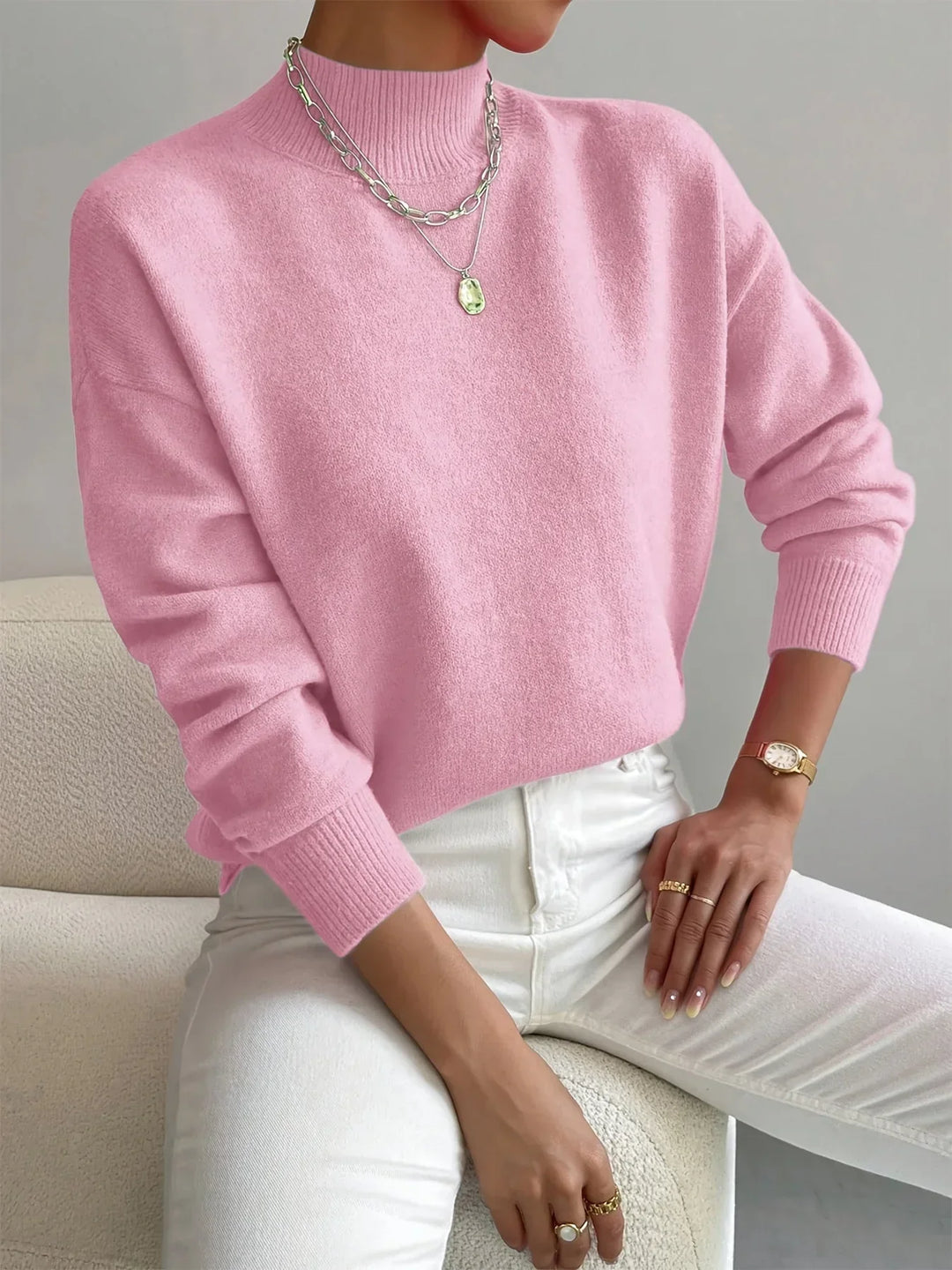 Colletta | Women's Classic Cut High Neck Sweater with Long Sleeves