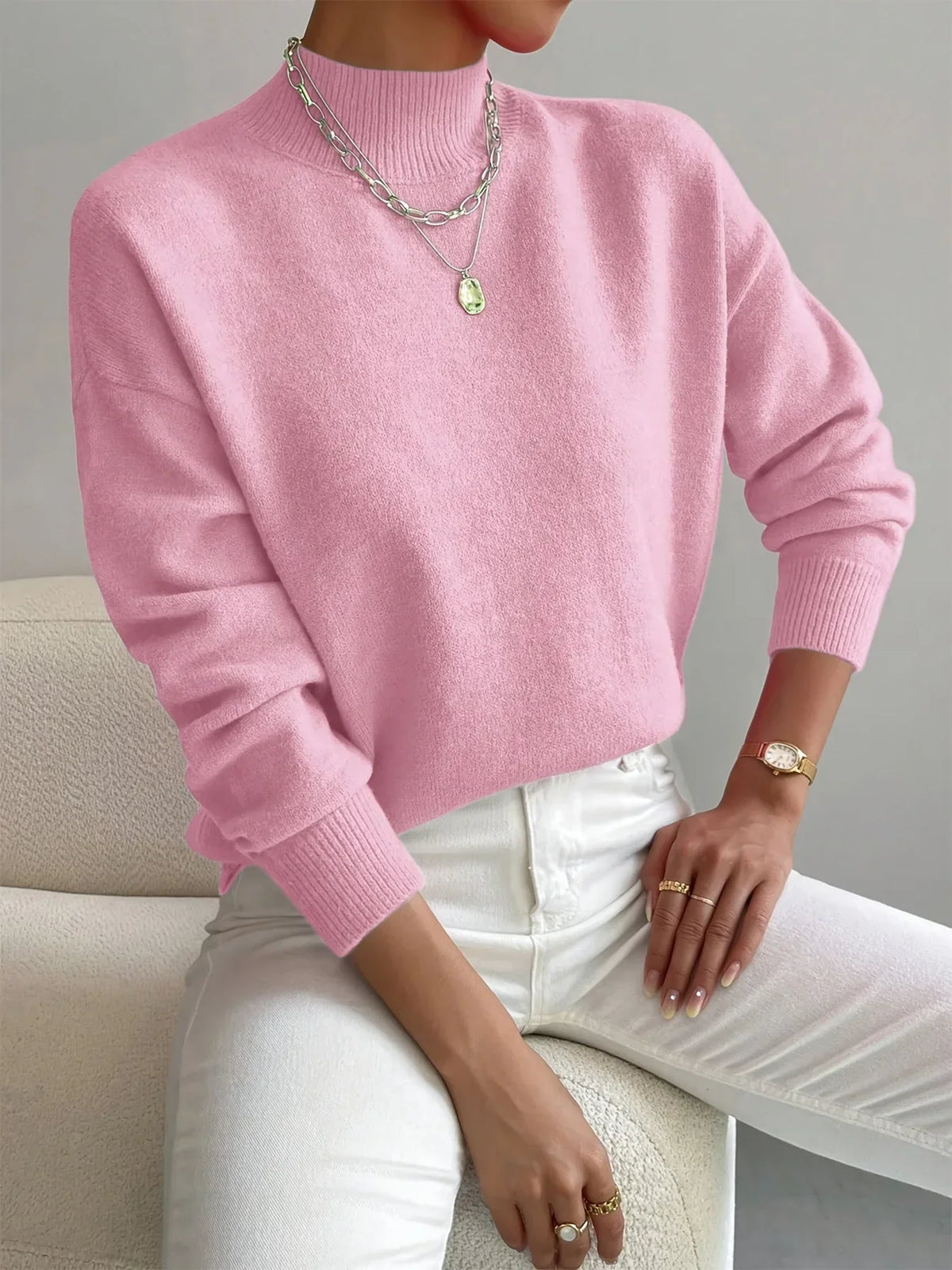 Colletta | Women's Classic Cut High Neck Sweater with Long Sleeves