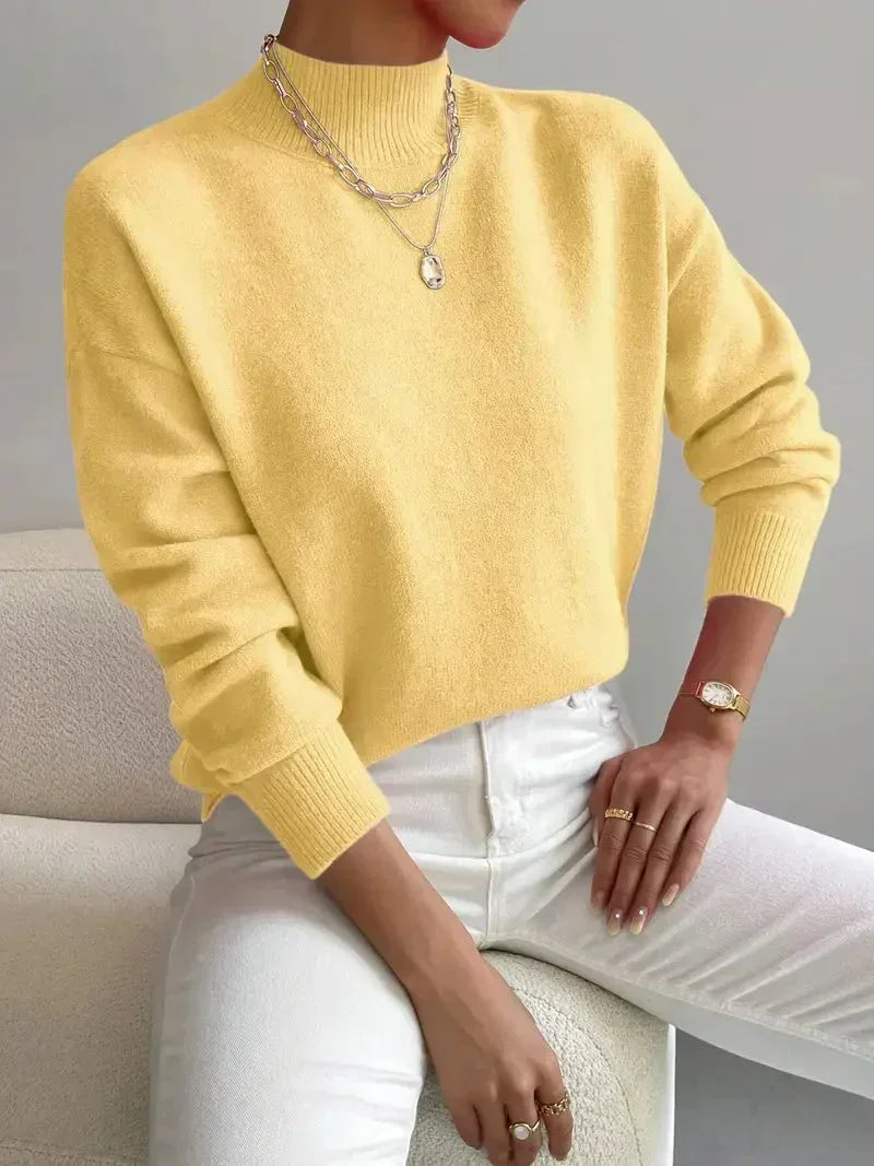 Colletta | Women's Classic Cut High Neck Sweater with Long Sleeves