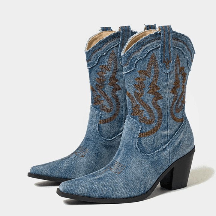 Veloria Ankle Boots in Denim