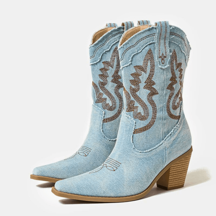 Veloria Ankle Boots in Denim