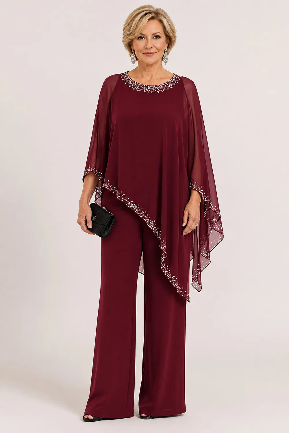 Claudia | Formal Chiffon Jumpsuit with Cape
