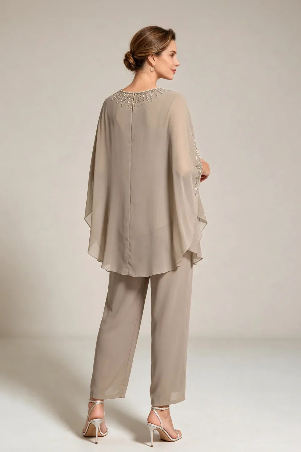 Ilse | Chiffon Pantsuit with Cape Sleeves