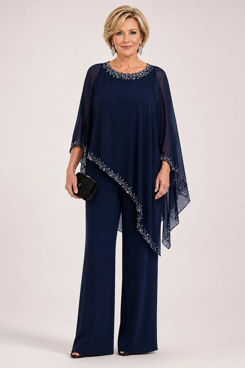 Claudia | Formal Chiffon Jumpsuit with Cape