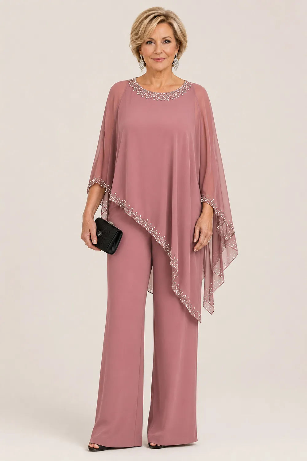 Claudia | Formal Chiffon Jumpsuit with Cape