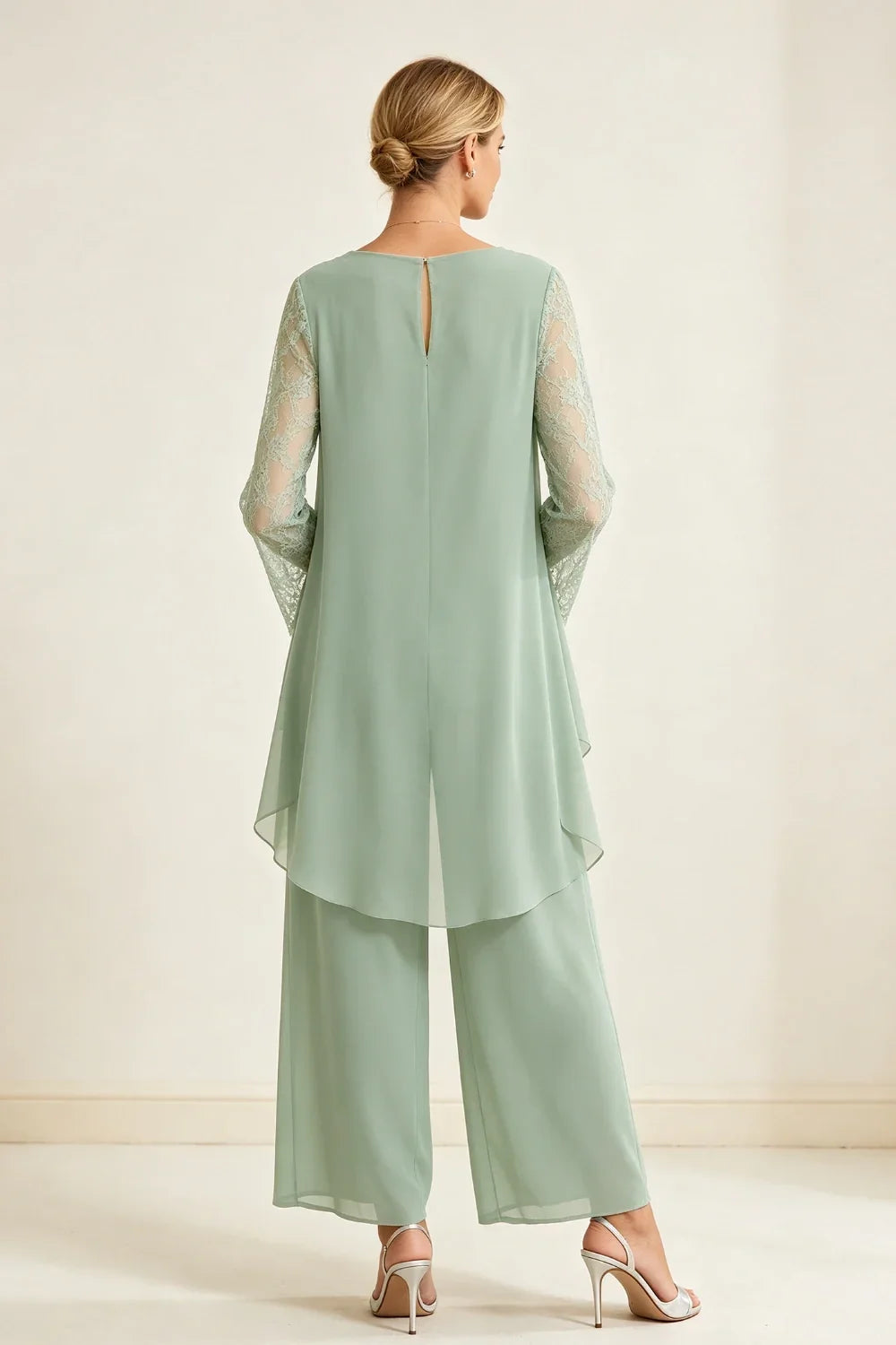 Mieke | Chiffon Pantsuit with Waterfall Neckline
