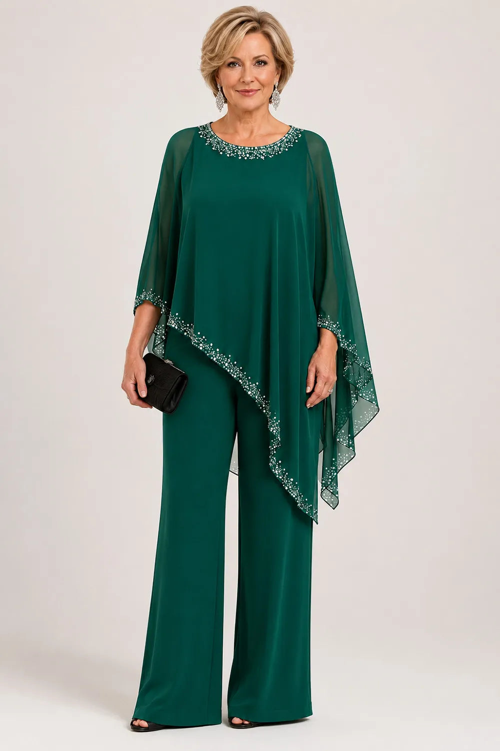 Claudia | Formal Chiffon Jumpsuit with Cape