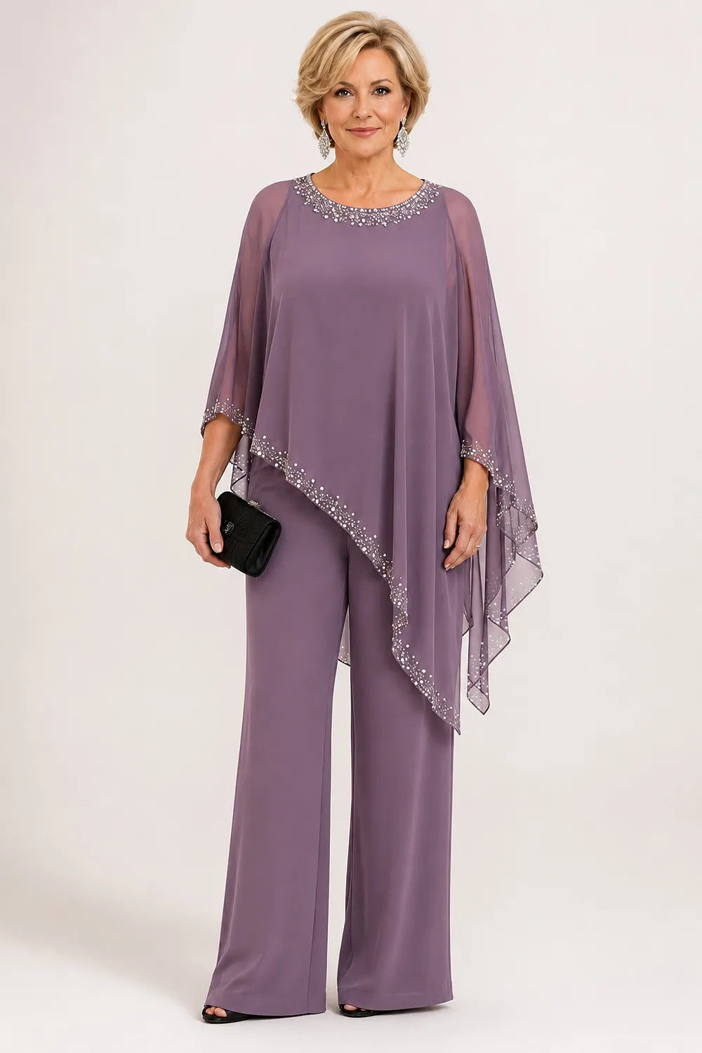 Claudia | Formal Chiffon Jumpsuit with Cape