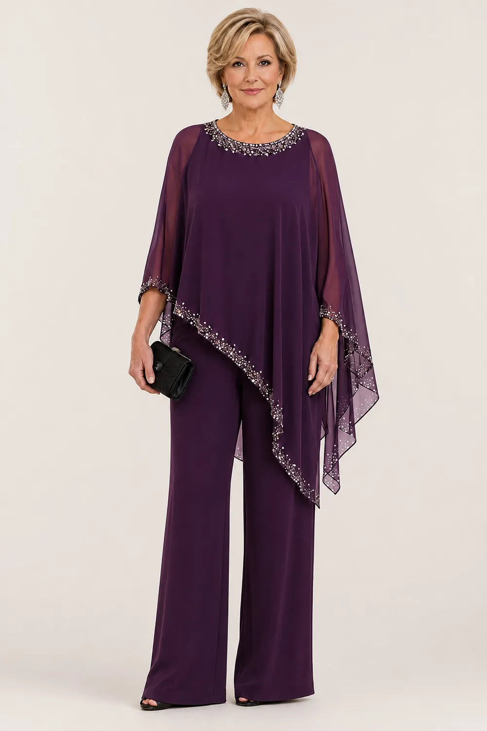 Claudia | Formal Chiffon Jumpsuit with Cape