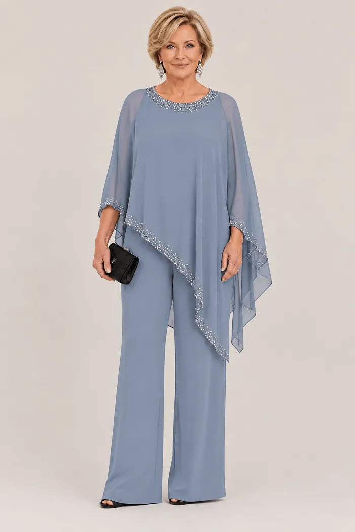 Claudia | Formal Chiffon Jumpsuit with Cape