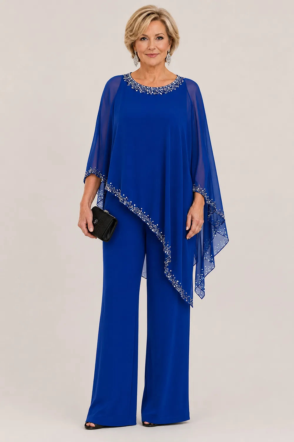 Claudia | Formal Chiffon Jumpsuit with Cape