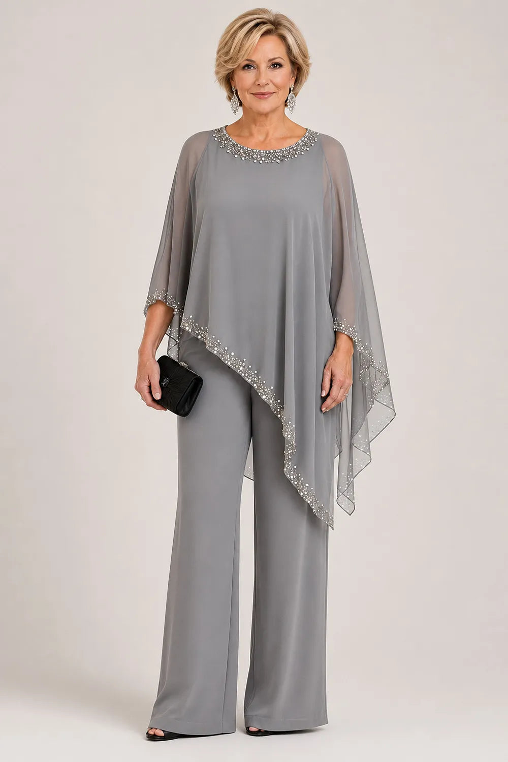 Claudia | Formal Chiffon Jumpsuit with Cape