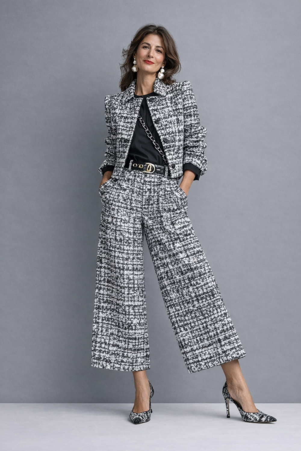 Olivia tailored blazer set in gray