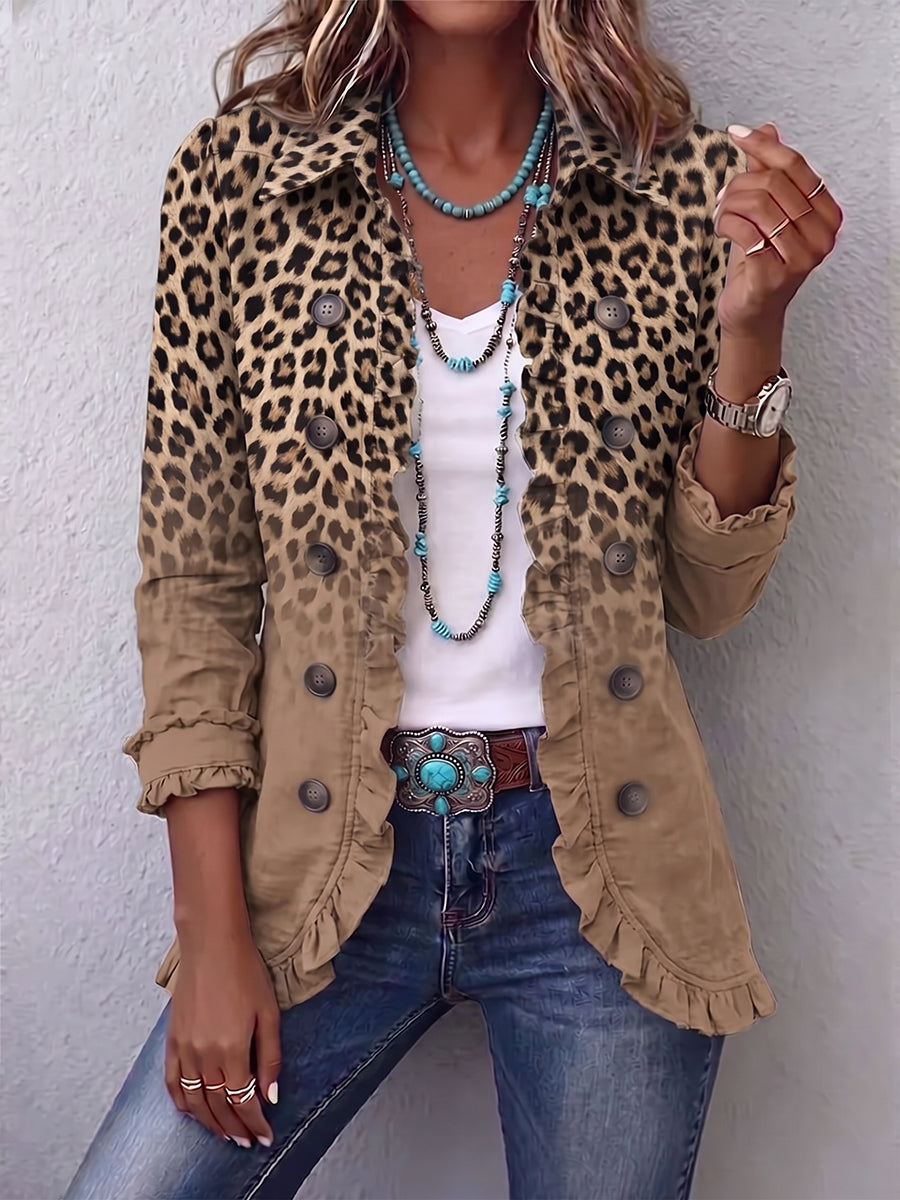 AUTUMN | LEOPARD GRADIENT RUFFLE JACKET